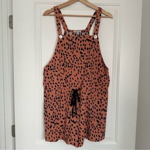 White Birch Animal Print Overall Shorts Romper